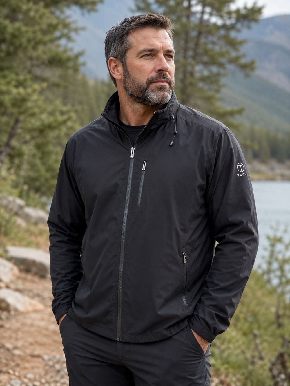 Tech by TUMI Black Performance Jacket – Men’s XL – Lightweight Full Zip